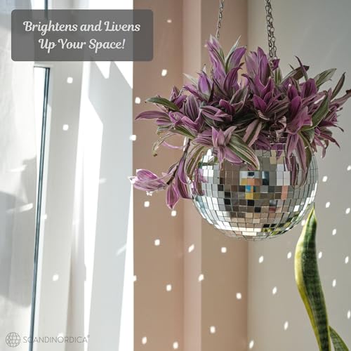 SCANDINORDICA Disco Ball Planter, Value Package, 8-inch Silver - size: 8" Silver