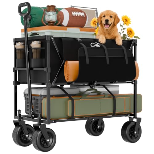 400L Double Decker Folding Wagon Cart, Converts to Single Layer
