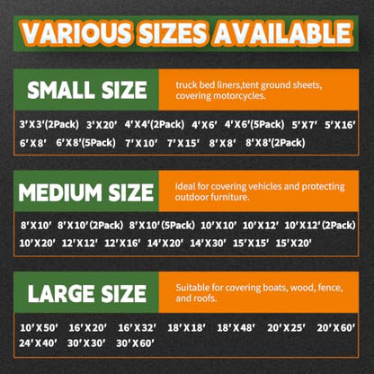 RAINDEWAY 5x16 Feet Tarp Waterproof,9Mil Green/Black Poly Tarps Cover - color: Green/Black, size: 5x16 Feet-Finished size