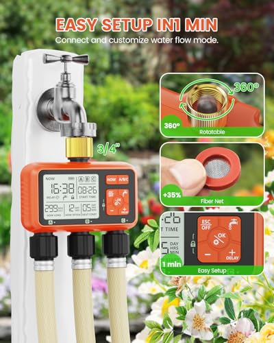Sprinkler Timer 3 Zone with Brass Inlet Water Timer for Garden - size: 3 Outlet