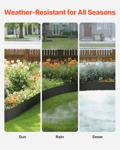 VEVOR Steel Landscape Edging, 6 Packs 40 x 6 in Rust-Resistant Metal Landscape Edging, Bendable Garden Edging Border, Heavy Duty Lawn Edging, Easy-to-Install, Flower Bed Yard Pathway Divider Black - size: 40" L x 6" H,6 Pack, style: Upgraded version