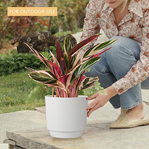 kubvici Indoor Plant Pots Planters 8 inch Plastic Planter (White x 3 Pack) - color: White 3, size: 8 inch