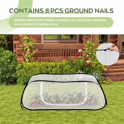 2Pack 45''x22''x18'' Pop Up Raised Garden Bed Cover -Instant Plant Protection Against Bird, Pests & Squirrel，Plant Net Cover for Raised Bed with Zipper Door for Protecting Vegetable Row