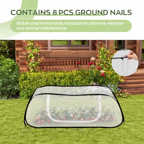 2Pack 45''x22''x18'' Pop Up Raised Garden Bed Cover -Instant Plant Protection Against Bird, Pests & Squirrel，Plant Net Cover for Raised Bed with Zipper Door for Protecting Vegetable Row