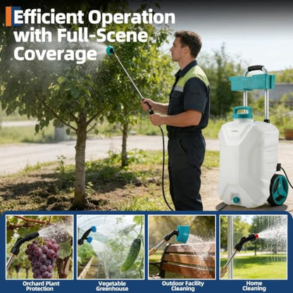 10.5 Gallon Wheeled Battery Sprayer, 12V 4Ah for Lawn & Garden - size: 10.5 Gal