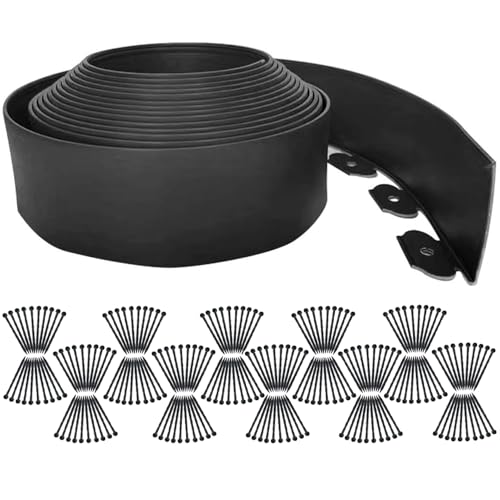 Garden Edging Borders 131FT,Landscape Edging Black[Extra Tall 4IN High] with 200pcs Plastic Stakes, Lawn Edging Flexible DIY Fence for Landscaping,Flower Bed,Grass,Gravel,Tree Surrounding - color: Black, size: 4IN x 131 FT