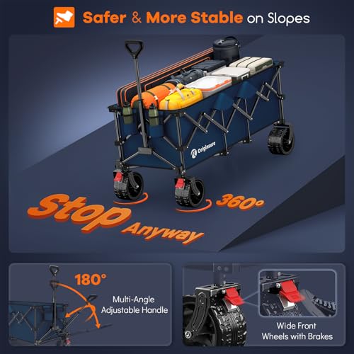 Originsure 300L Beach Wagons Carts Foldable with Big Wheels, 560lbs, Blue - color: Blue