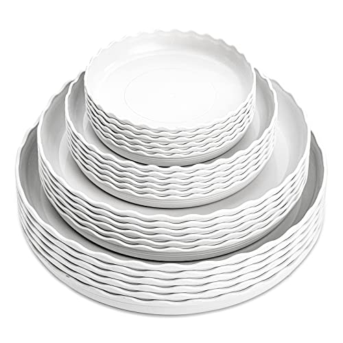 ZOOFOX 24 Pack Plastic Plant Saucer, Heavy Duty Plant Trays for Pots, Wave Plant Water Catcher Tray for Indoor Outdoor Home Garden Plants (6 Inch/ 8 Inch/ 10 Inch/ 12 Inch)