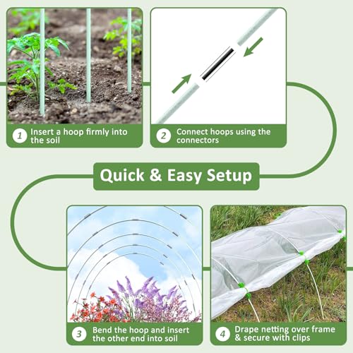 Greenhouse Hoops for Raised Beds, 36Pcs Fiberglass Garden Hoops Grow Tunnel - size: 36 Pcs