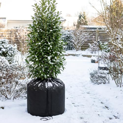 2 Pack Plant Winter Protection Pot Cover, 27"x25" Anti-Frost Flower Pot Bag - color: Black-2 pcs