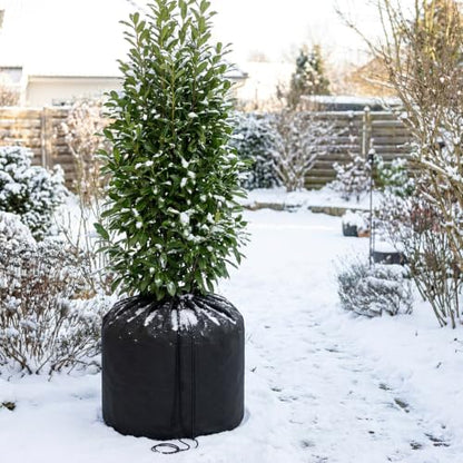 2 Pack Plant Winter Protection Pot Cover, 27"x25" Anti-Frost Flower Pot Bag - color: Black-2 pcs