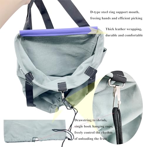 Large Adjustable Canvas Fruit Picking Bag for Orchard Farm Garden - color: Blue