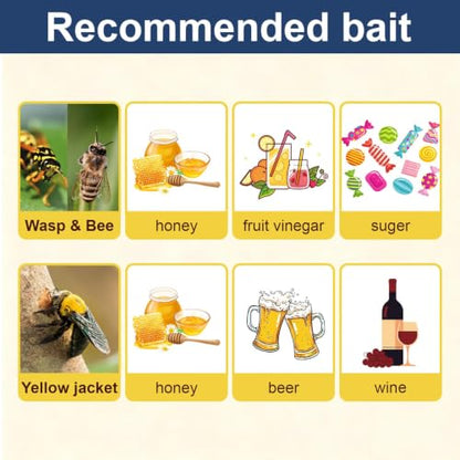 Wasp Traps Outdoor Hanging 6 Pack Disposable Yellow Jacket Traps Carpenter Bee Killer Bug Catcher Bags Outside Insect Control Farm Patio Lawn Garden