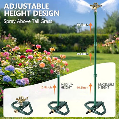 Impact Sprinkler for Yard Large Area with Extension Risers(Spike Base)
