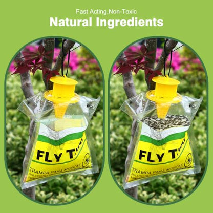 8 Pack Outdoor Hanging Fly Traps, Disposable Flies Killer Trap Bag Catcher