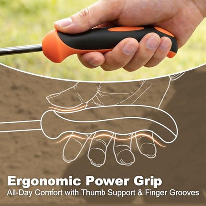Hand Weeder Puller Tool, Heavy-Duty Stainless Steel Root Removal Tool with Ergonomic Non-Slip Handle, Manual Dandelion Remover for Garden Lawn Yard, Handheld Weeding Tool for Deep Roots, 2 Pack