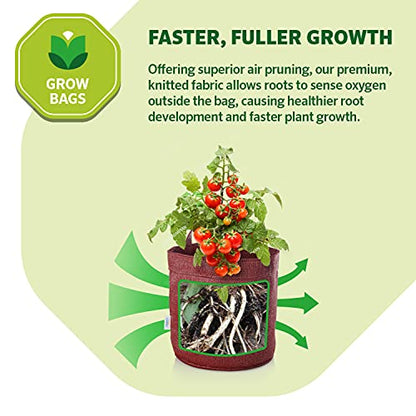 Coolaroo 4-Pack 5 Gallon Heavy Duty Plant/Vegetable/Herb/Fruit Breathable Fabric Grow Planter Pot Bags with Handles, Brick - color: Brick, size: 4 Pack, style: 5 Gallon
