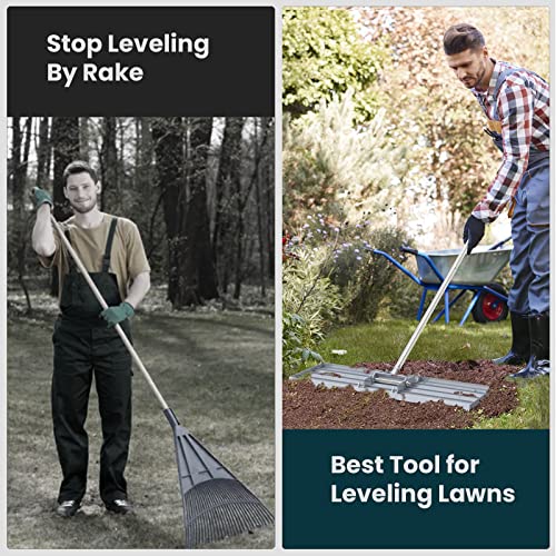 Lawn Leveling Rake 45" 6.5ft Lawn Leveler Ground Full Stainless Steel Leveling Landscape Rake Topdressing Spreader Levelawn Tool for Backyard, Garden, Golf Couse, Farm, Pasture - size: 45x10inch-6.5FT
