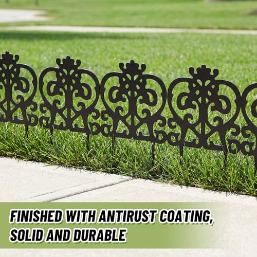 4 Pcs Iron Sheet Decorative Garden Edging, Rustic, Black