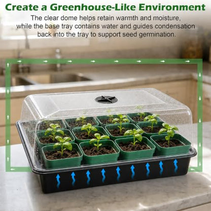 8-Pack Seed Starting Trays with 4" Humidity Dome, Water-Return Design - size: 8p Trays+Domes