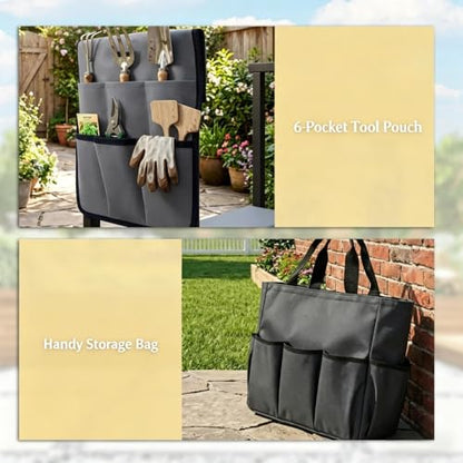 2-in-1 Garden Kneeler & Seat 330lb Capacity Folding Bench Tool Pouch