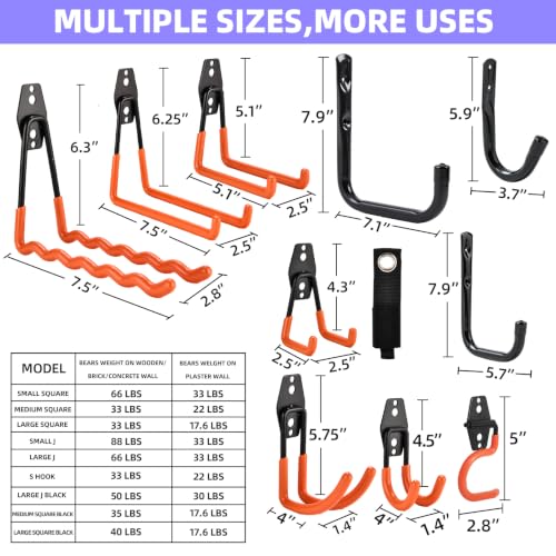 Steel Ladder Hooks 24PK Heavy Duty Anti-Slip, Wall Mount for Tools 2026 New - color: 2026 New Combo-24PC