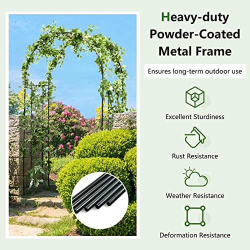Giantex Garden Arch Trellis, 7.2FT Metal Arbor with 4 Ground Stakes - size: 47.5"W x 87"H
