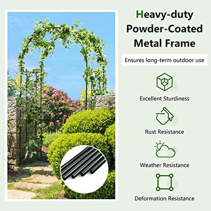 Giantex Garden Arch Trellis, 7.2FT Metal Arbor with 4 Ground Stakes - size: 47.5"W x 87"H