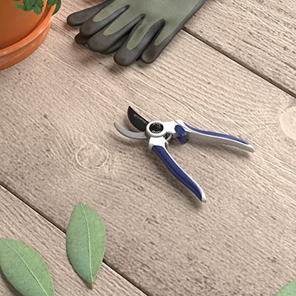 Amazon Basics Professional Bypass Pruning Shears, Lightweight Garden Clippers for Cutting Flowers, Trimming Plants, 7-inch Steel Garden Scissors, Blue - size: 7-Inch