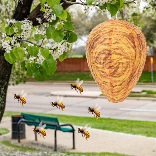 DECYOOL 8 Pack Paper Fake Wasp Nests Decoys for Yellow Jackets - color: Orange