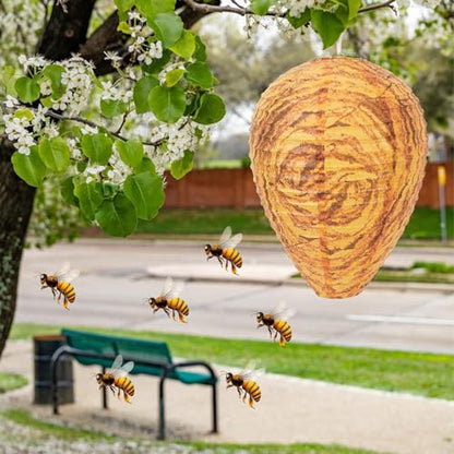 DECYOOL 8 Pack Paper Fake Wasp Nests Decoys for Yellow Jackets - color: Orange