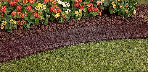 Rubberific Premium Rubber Angled Terracotta Landscape Edging - 4 ft. Long, 3.5 in. High 4 in. Deep - 4 Pack (Brown) - color: Brown