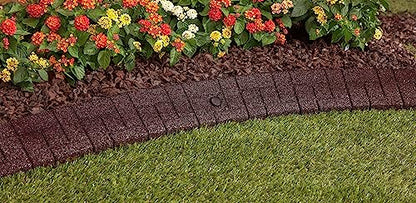 Rubberific Premium Rubber Angled Terracotta Landscape Edging - 4 ft. Long, 3.5 in. High 4 in. Deep - 4 Pack (Brown) - color: Brown