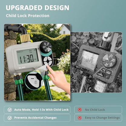 QUOBAS Zero Pressure Water Timer, Brass Sprinkler Timer for Garden Hose