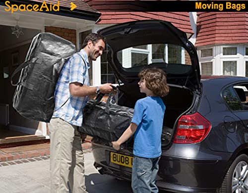 SpaceAid Heavy Duty Moving Bags, Extra Large Storage Totes W/Backpack Straps Strong Handles & Zippers, Alternative to Moving Boxes, Packing & Moving Supplies, Black (4 Pack) - color: Black, size: 4 Pack