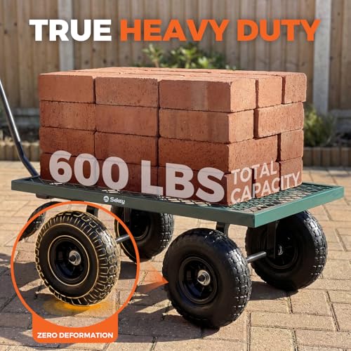 Sekey Steel Mesh Garden Cart, 600 lb Capacity, Removable Sides - color: Green, size: 600LBS