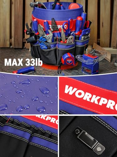 WORKPRO Bucket Tool Organizer with 51 Pockets Fits for 3.5-5 Gallon Bucket