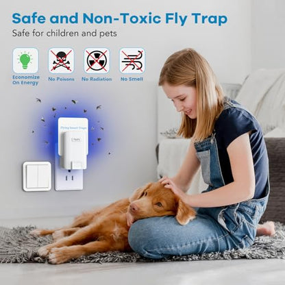 Indoor Fly Trap, Plug-in Fruit Fly Trap with 2 Devices and 6 Sticky Refills