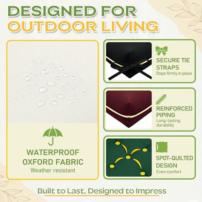 Oxford Fabric Swing Cushions with Backrest & Tie Straps for Patio Bench - color: Red