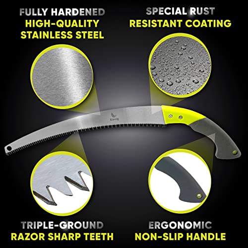 Professional Heavy Duty Pruning Saw (RAZOR SHARP 14" CURVED BLADE) Comfort Handle with Saw Blade Enclosure - size: 14" Curved
