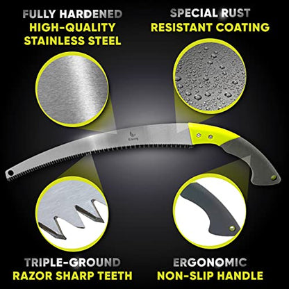Professional Heavy Duty Pruning Saw (RAZOR SHARP 14" CURVED BLADE) Comfort Handle with Saw Blade Enclosure - size: 14" Curved