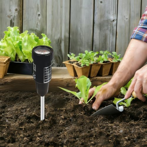 Soil pH Meter 3-in-1, Soil Moisture Meter with Light Tester for Gardening, Soil pH Tester for Plants No Battery Required, Moisture Light for Indoor Outdoor Potted Plants Lawn Farm