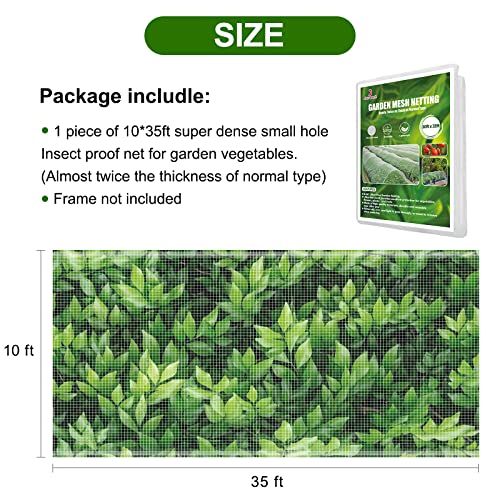 Jevrench 10 x 35 ft Garden Netting Row Cover, Ultra Fine Mesh for Plants - size: 10ft x 35ft