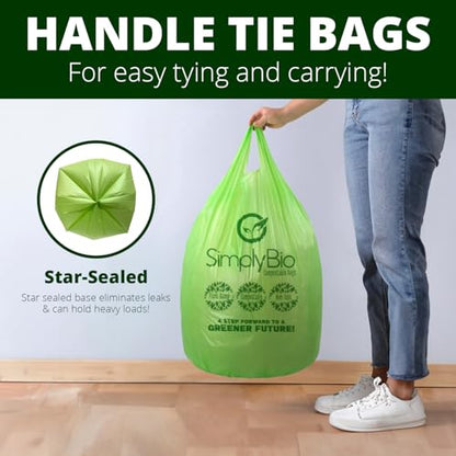 Simply Bio 13 Gallon Compostable Trash Bags Liners with Handle-Tie, Thick 0.87 Mil, 49.21 Liter, 30 Bags, Tall Kitchen Food Scrap Waste Bag, ASTM D6400, US BPI and OK Compost Home Certified - size: 1 Count (Pack of 30), style: Handle-Tie (13 Gal)