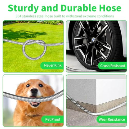 50ft Garden Hose, Heavy Duty Outdoor Water Hose with 10-Way Spray Nozzle, Leak-Proof Brass Connectors, Flexible 50 Foot Hose for Yard & Outdoor,Car Wash - size: 50FT
