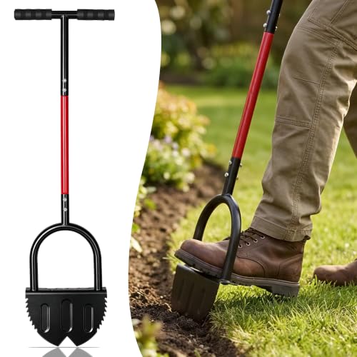 Manual Lawn Edger Tool, Half Moon Garden Edger for Turf & Bed Shaping