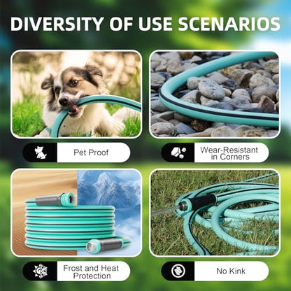Heavy Duty Garden Hose 50 ft x 5/8", Water Hose with 10-Pattern Nozzle - size: 50ft