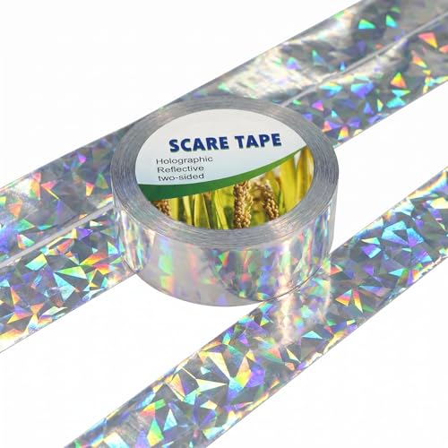 Laser Bird Scare Reflective Tape, 262ft Double-Sided Holographic Ribbon for Outdoor Garden Farm Orchard, UV-Resistant Waterproof Bird Repellent Deterrent for Sparrows Woodpeckers, Easy DIY Install