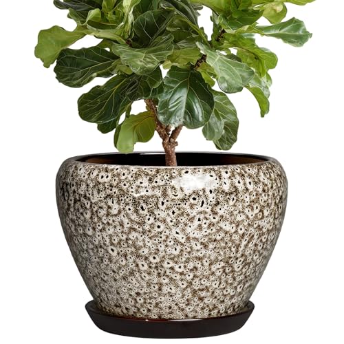 Ceramic Pots for Plants, 10 Inch Planters, White Leopard - color: White Leopard, size: 10 Inch