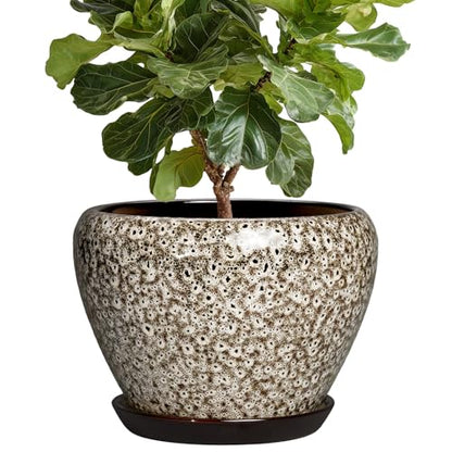 Ceramic Pots for Plants, 10 Inch Planters, White Leopard - color: White Leopard, size: 10 Inch